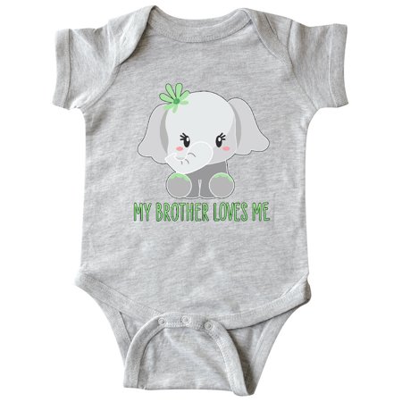 

Inktastic My Brother Loves Me- cute elephant Gift Baby Boy or Baby Girl Bodysuit