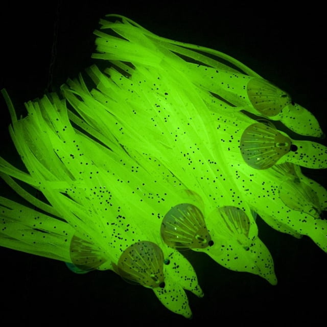 10x señuelos de pesca de pulpo biónico 6cm cebo suave artificial (blanco luminoso)