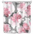 thumbnail image 3 of Pink Gray Flower Waterproof Shower Curtain, Peony Floral Spring Watercolor for Woman Rose Nature Abstract Modern Ombre Pretty Pack Hooks Polyester Fabric Bathroom Panels 60"W x 72"L (Pack of 1), 3 of 6