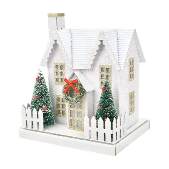 Holiday Glowing Christmas House Home Desktop Decoration Decoration Shopping Mall Window Scene Layout House Creative Ornaments for Christmas Decor - A