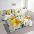 thumbnail image 3 of Homewish Watercolor Yellow Flower Twin Bedding Sets 7-Piece, Marbling Abstract Ombre Bedding Comforter Set, Modern Fashion Reversible Sheet Sets, Lightweight Room Decor, 3 of 7