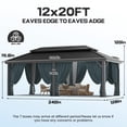thumbnail image 4 of HOTEEL 12' x 20' Hardtop Gazebo, Heavy Duty Galvanized Steel Double Roof, Permanent Design, with Net and Curtain, Aluminum Frame, Suitable for Patio, Backyard, Deck and Lawn (Black), 4 of 9