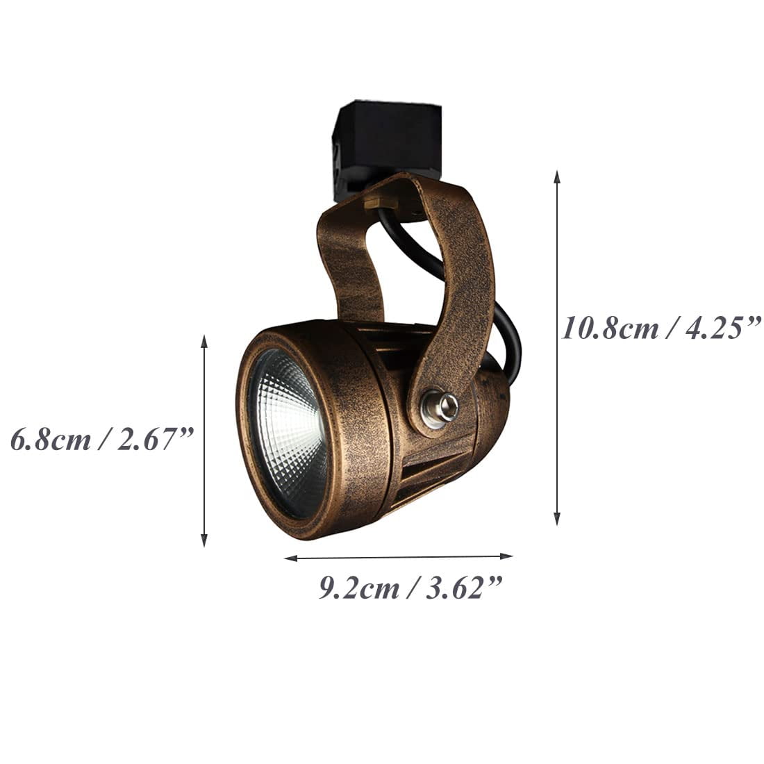 KAYYELAMP Retro Design Adjustable Angle J-Type Track Head Spot Lighting 3W Warm Light Antique Copper for Gallery Mirror Front(No Track)