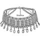 thumbnail image 5 of Collar llamativo con colgante de borla y capas, estilo vintage, con pedrería completa., 5 of 5