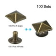 thumbnail image 3 of Unique Bargains 100 Ensembles Rivet de Pointe 10mm Pyramide Rivet Rapide Clous Carrés Pointes Ton Bronze, 3 of 5