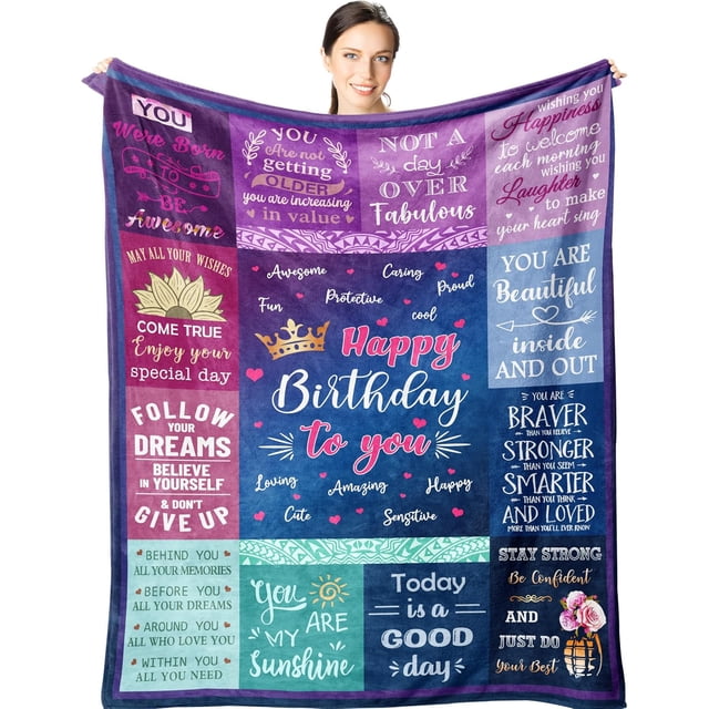 LHSHID Birthday Gifts for Women Happy Birthday Decorations for Her Throw Blanket Gifts for Women Birthday Unique Birthday Present Gifts for Girls Friendship Female Bday Gift Ideas 60"x80"