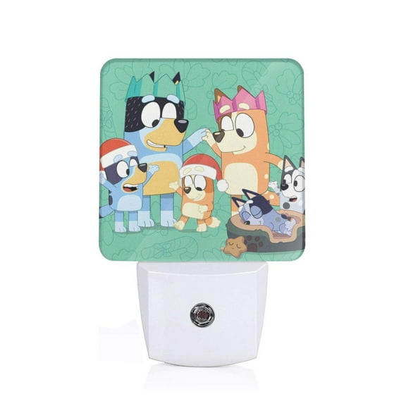 Silaia Bluey Print LED Dimmable Night Light, Plug in Night Light with Dusk to Dawn Sensor,Efficient Decor Desk Lamp,Bright Mini Wall Night Light for Kids Room, Stairway-US