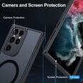 thumbnail image 3 of fafa-Matte Case for Samsung Galaxy S22 Ultra 5G, Compatible with Magsafe,[Wrist Strap] Magnetic Shockproof Military Drop Protection Translucent Back Slim Bumper Phone Cover(Black), 3 of 4