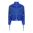 thumbnail image 4 of iiniim Tassel Boys Sequin Jackets Mock Neck Jacket Zip Up Coat Sparkle Outwear Performance Clothes Royal Blue 14, 4 of 7