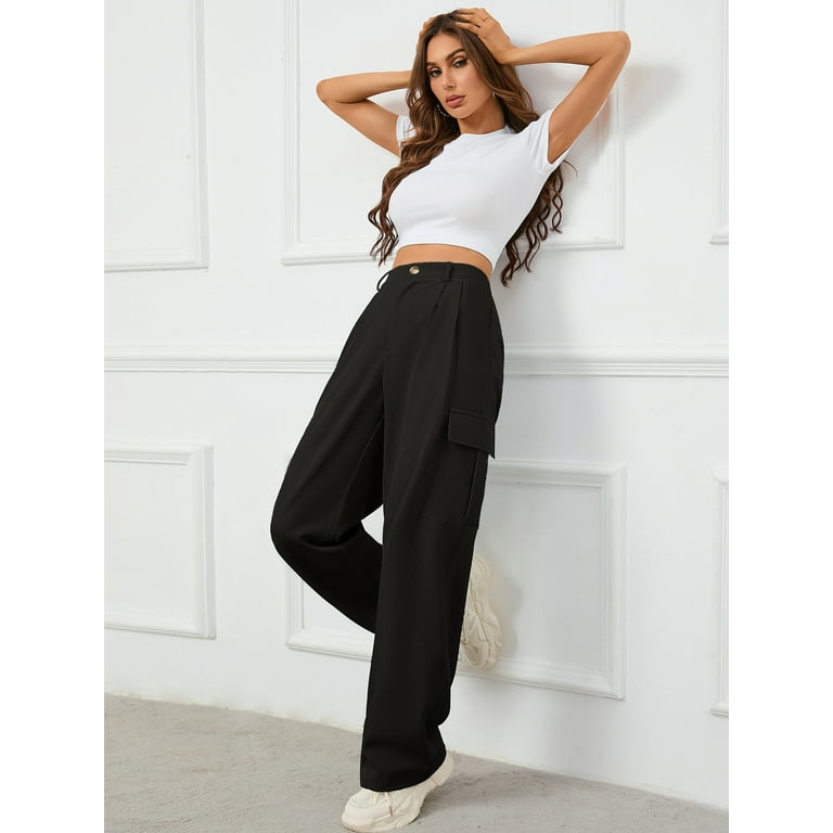 Chiclily Women's Wide Leg Pants High Waisted Cargo Pants Chiclily Women's Wide Leg Pants High Waisted Cargo Pants