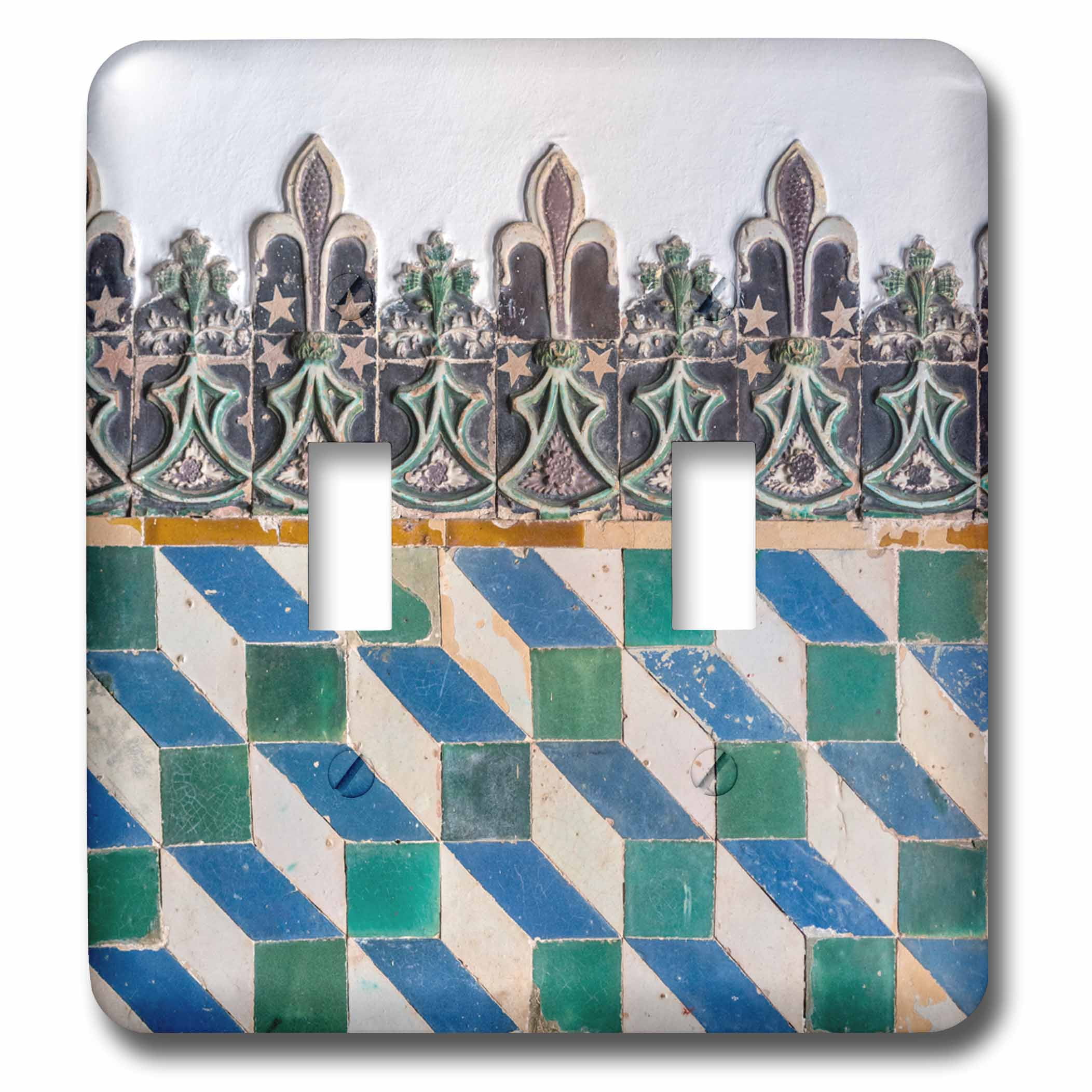 Geometric Ceramic Tile Double Toggle Switch Sintra National Palace 3D Rose LSP_227850_2 Portugal
