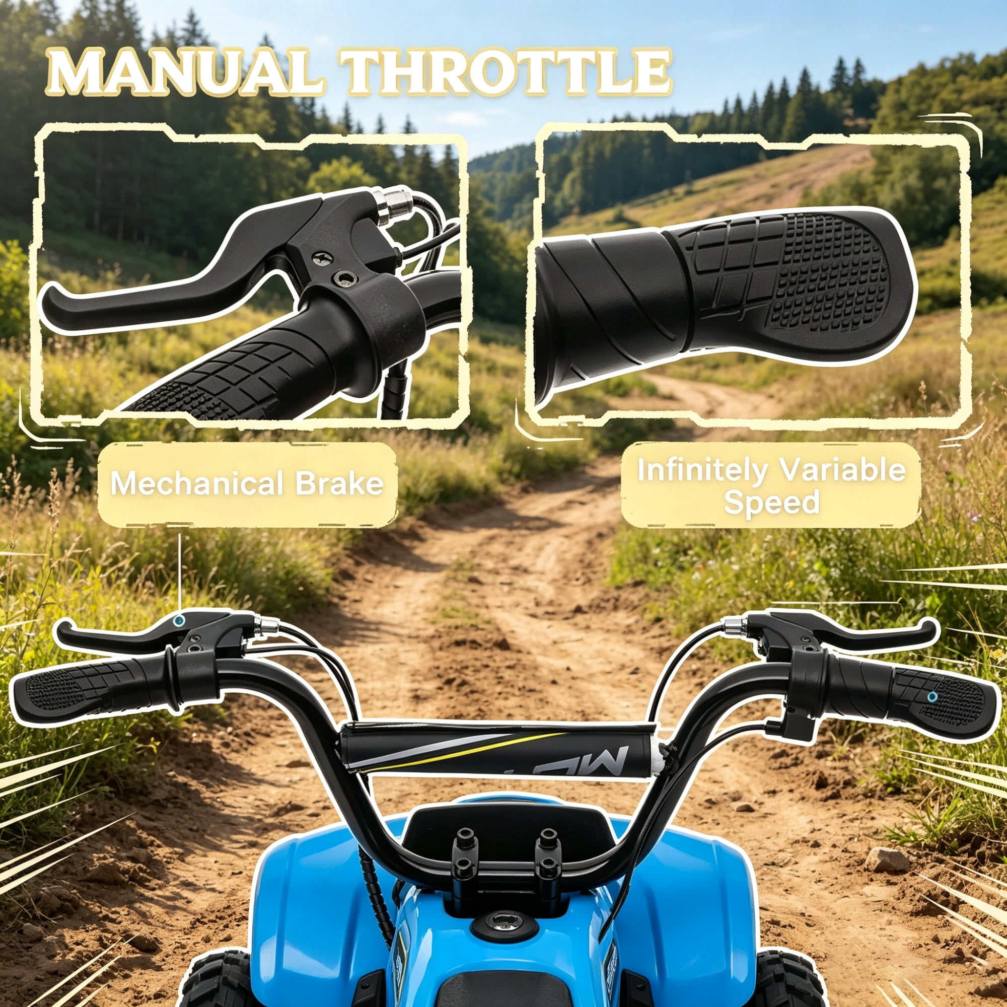 24V 350W Electric Dirt Bike, Twist Grip Throttle up to 15 MPH Ideal for Ages 13+ with Adult Supervision Required, Blue