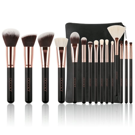 Makeup Brushes Rose Gold, Docolor 15 Pcs Classic Goat Bristles Makeup Brush Set Kit with Cosmetic (Best Makeup Brush Case)