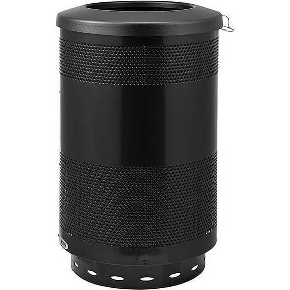 Global Industrial 641314BK 55 gal Perforated Steel Receptacle with Flat Lid - Black