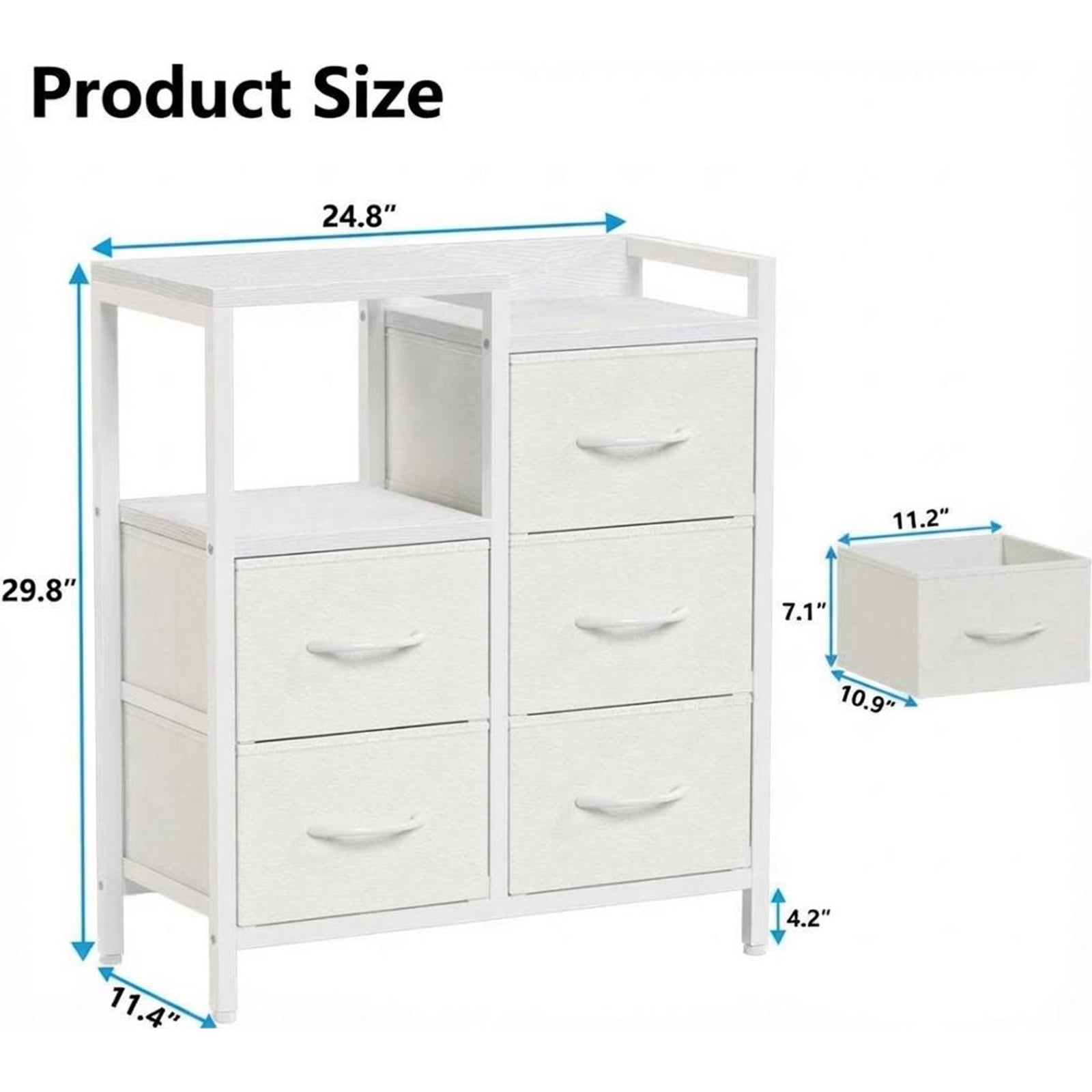 5-Drawer Mobile Filing Cabinet Organizer - Rolling Printer Stand, Open Storage Shelf, Lateral File for A4/Letter, Under Desk Office Storage, White