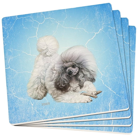 Poodle Live Forever Set of 4 Square Sandstone Coasters