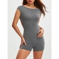 thumbnail image 5 of Women Solid Color Playsuits 1/4 Sleeve Summer Backless Jumpsuits Slim Casual Short Rompers Clubwear, 5 of 10
