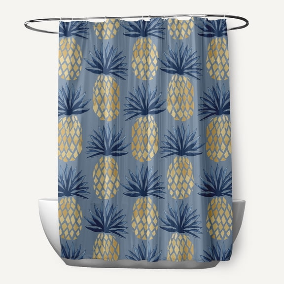 Simply Daisy Pineapple Stripes Dusty Smoke 70" w x 73" h Shower Curtain