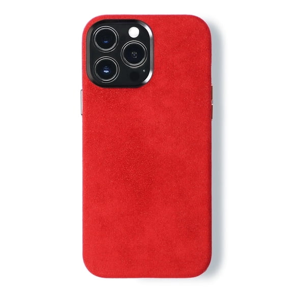 for Alcantara Full-Wrap Phone Case for iPhone 13 Series, Compatible with Mag-Safe Wireless Charging, Handmade Full-Wrap Italian Synthetic Suede Cover (for iPhone 13 Pro, Red)