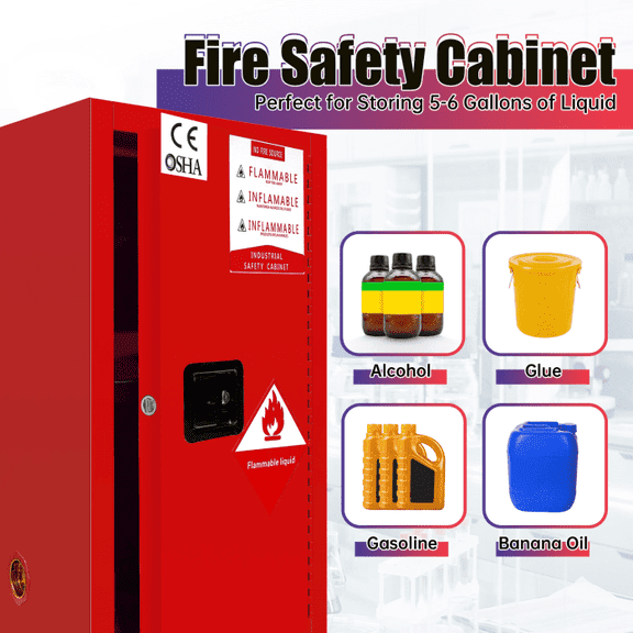 6 Gallon Hazard Cabinet: Double - Walled, Vent Design, for Electronic Manufacturing Facilities