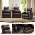 thumbnail image 2 of Bonzy Home Electric Power Recliner Chair Set of 3, Leather Home Theater Seating with Swivel Tray Cup Holders USB Port & Hidden Storage, Reclining Chair Sofa Furniture for Movie Room, Brown, 2 of 9