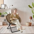 thumbnail image 2 of Oversized faux fur saucer chair para adults: foldable y comfy seat con gold metal frame para dormitorio, dorm o sala de estar (brown), 2 of 7