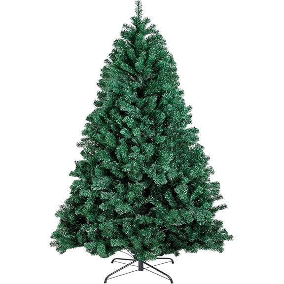 6FT 1,760 Tips Artificial Christmas Pine Tree Fake Xmas Spruce Trees Holiday Decoration with Metal Stand Easy Assembly for Outdoor and Indoor Decor Green