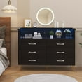 thumbnail image 7 of NEILA 6 Drawer Dresser with LED Light for Bedroom, Wooden Dressers with Charging Station, Large Double Dresser with Wide Drawers, Modern Chests of Drawers for Living Room, Hallway, TV Stand, 7 of 7