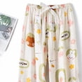 thumbnail image 4 of Women's Summer Wide Leg Pants Cotton Lightweight Fashion Print Drawstring Waist Casual Pants Daily Wear (Free Size, Multicolor), 4 of 5