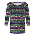 thumbnail image 5 of T-Shirt de Carnaval pour Femmes, Blouse Décontractée Imprimée à Col Rond, Manches 3/4, Coupe Ample, Haut au Design Coloré pour Usage Quotidien, 5 of 5