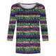 thumbnail image 2 of TaTaai Carnival Women's Casual Print Round Neck 3/4 Sleeve T-Shirt Loose Top Gift, 2 of 5