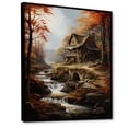 thumbnail image 2 of Designart "The Mill Beside the Falls A Grey and Red Scene" Cityscapes Floater Framed Wall Decor, 2 of 7