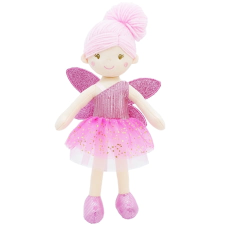 Lullaberry 12” Enchanted Fairy Doll Elida - Plush Stuffed Soft Doll Girl Gift - Pink Outfit and Wings