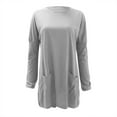 thumbnail image 3 of AXXD Gray Basic Ladies Sweatshirts 2024 Spring And Fall New Round Neck Long Sleeve Loose Pocket Solid Casual Top, 3 of 4
