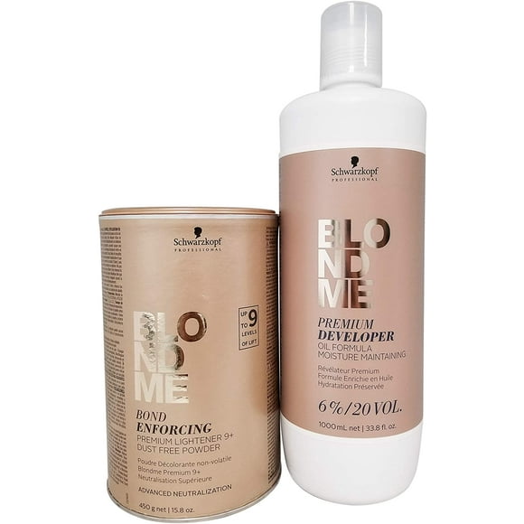 Schwarzkopf Professional Blond Me Premium Lift 9 Bleach and 6% Oil Formula Premium 20 Volume Developer Bundle COMBO PACK