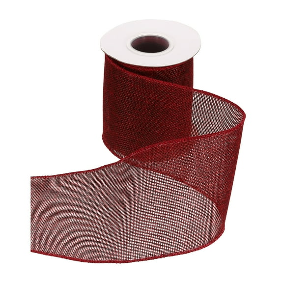 Uxcell Burlap Wired Ribbon 4" x 10 Yard Wired Edge Ribbon Woven Strap, Deep Red