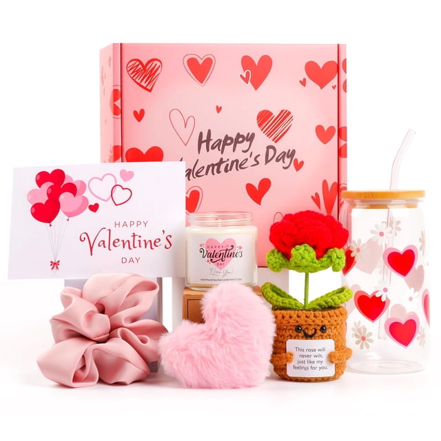 Set de regalo PANYUXUT para el Día de San Valentín para ella con vaso de cristal de 473 ml
