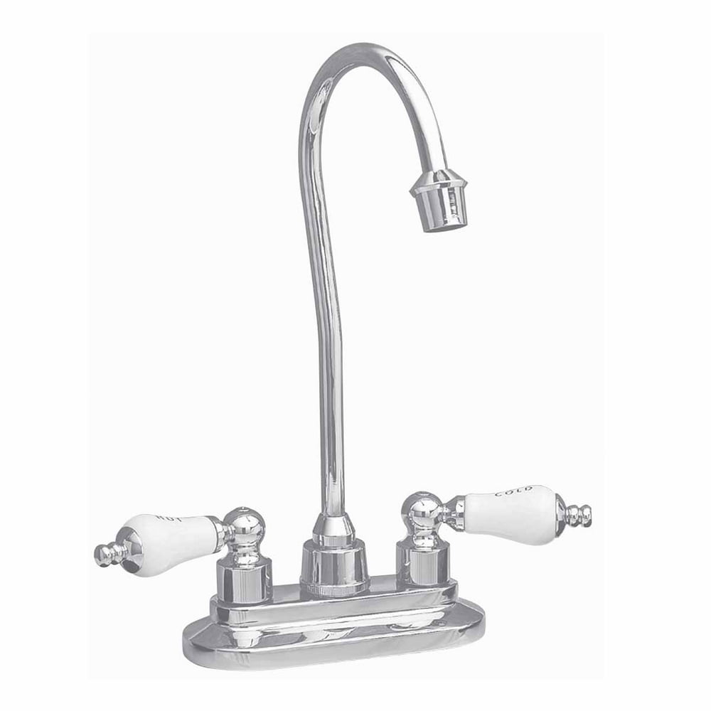 Gooseneck Bar Faucet Heavy Cast Brass Chrome 2 Handles Renovator's