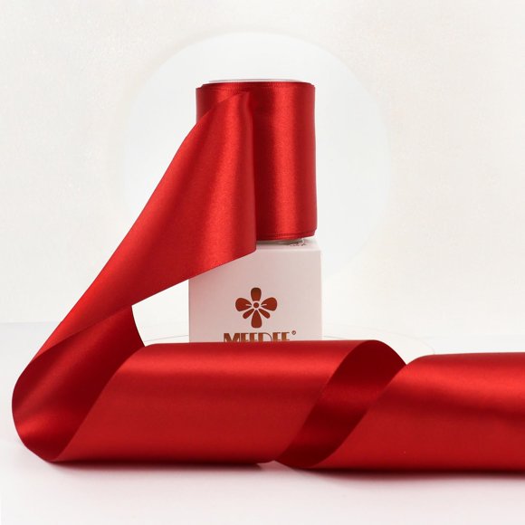 Cinta Decorativa MEEDEE Doble Faz de Satén Rojo 7,5 cm x 9 m