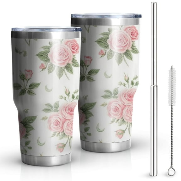 30oz Pioneer Flower Tumblers Stainless Steel Tumbler with Lid and Straw,Vacuum Insulated Double Wall Travel Tumbler Cups Mug with Cleaning Brush for Coffee,Tea