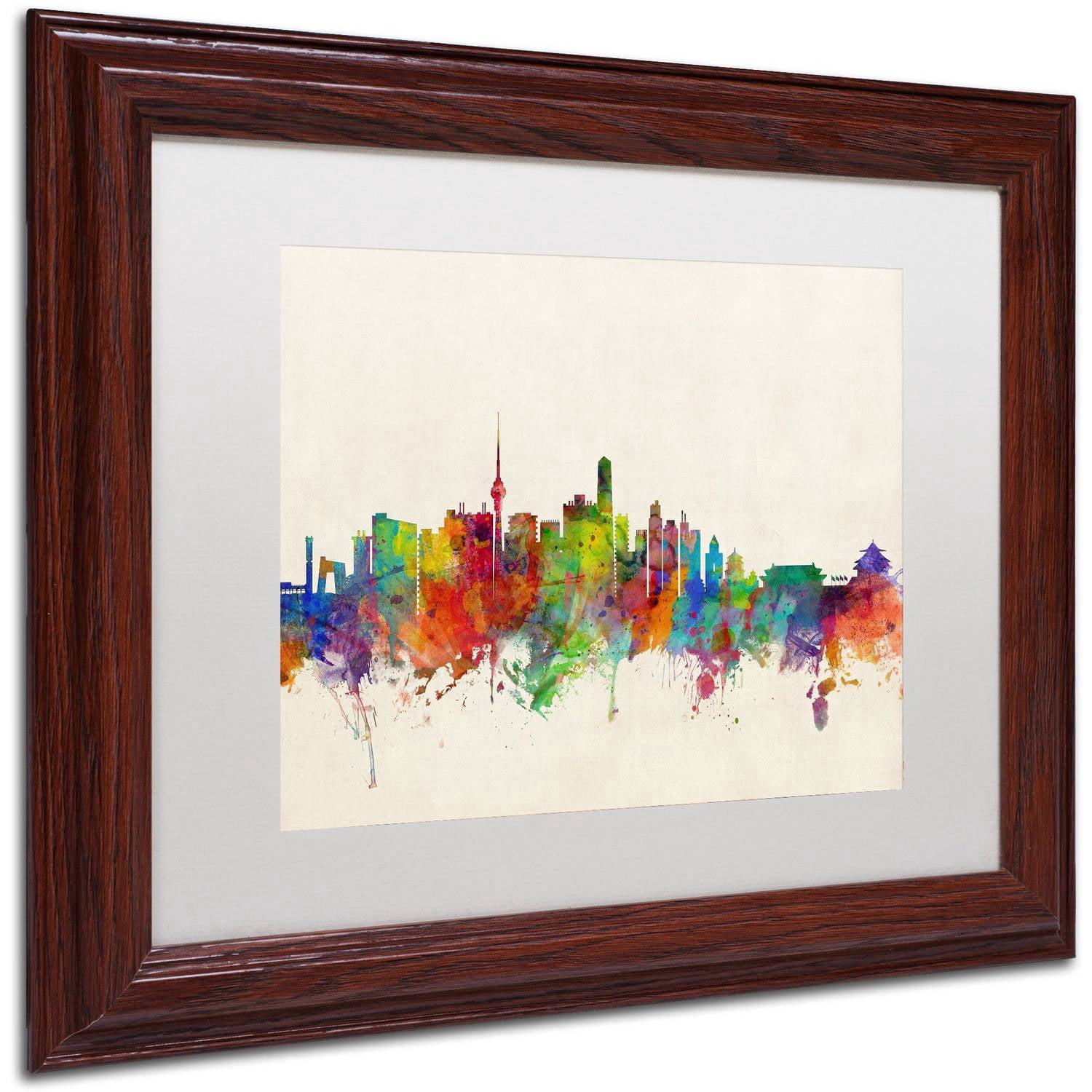 Trademark Fine Art 'Beijing China Skyline' Canvas Art by Michael Tompsett, White Matte, Wood Frame