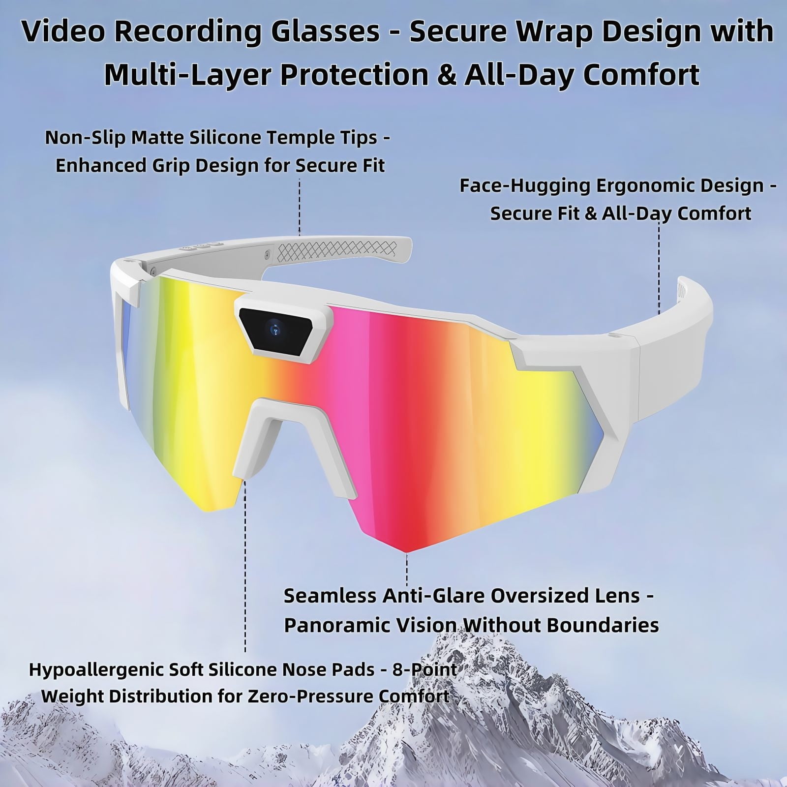 20264K HD Baseball Glasses with Camera, 120° Ultra Wide Angle Smart Video and Audio Recording Sunglasses for Men/Women,Suitable for for Baseball and Outdoors Cycling