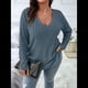 thumbnail image 4 of Suéter Informal de Punto con Cuello en V y Larga para Mujer, Talla Grande Azul Gris XXXL, 4 of 8