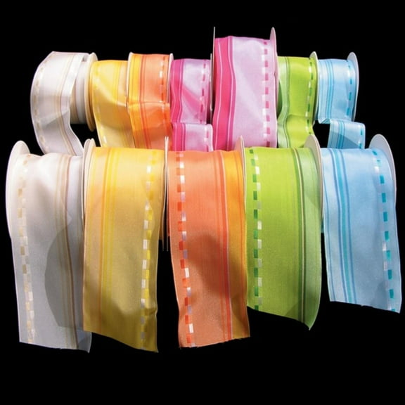 The Ribbon People Yellow French Wired Variostripe Taffeta Craft Ribbon 2.5" x 27 Yards