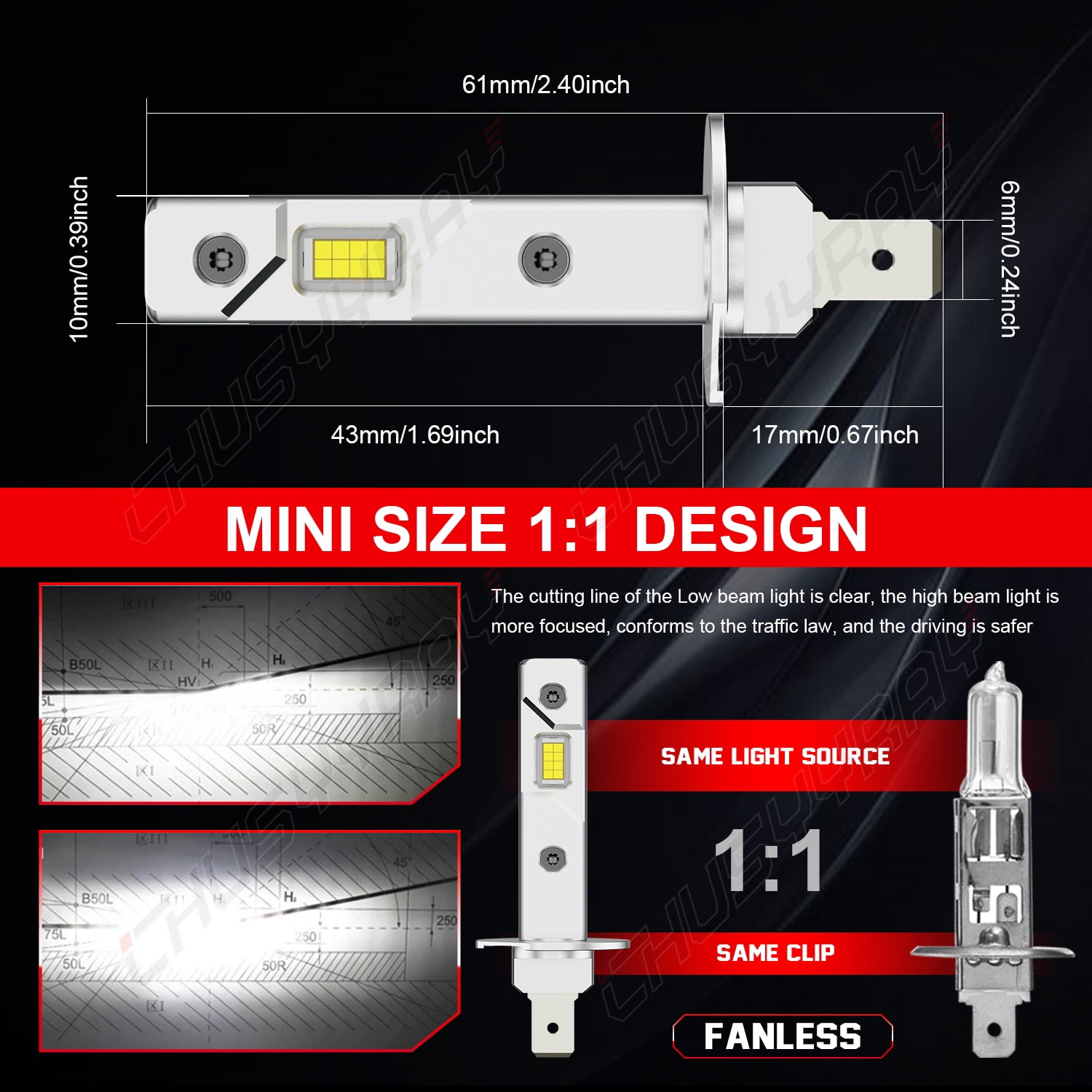 For Ford Fiesta 2014 2015 2016 LED Headlight High Low Beam + Fog Light Bulbs H1+H11+H11 6000K White 6x