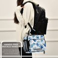 thumbnail image 6 of Insulated Lunch Bag 6L Leak-Proof Lunch Box with Shoulder Strap Multiple Pockets Lunch Tote Abstract Blue Maple Leaves, 6 of 9