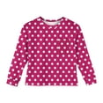 thumbnail image 4 of Girls Long Sleeve Polka Dot Pullover Crewneck Sweatshirt with Chest Pocket Casual Soft Top for Kids Youth, 4 of 4