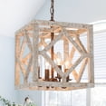 thumbnail image 2 of LNC 4-Light Square Wooden Chandelier for Kitchen Island, 2 of 6