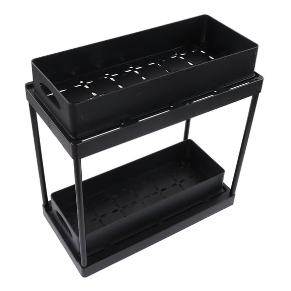 Panier Organisateur Coulissant sous Armoire, Conception Coulissante Facile à Nettoyer, Organisateur sous Évier à Double Couche pour Cuisine Noir,Blanc