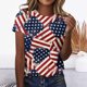 thumbnail image 1 of Fiudx Camisas de Mujer Moda Mujer Causal Día de La Independencia Cuello Redondo Impresión Blusa Manga Corta Camiseta Verano Tops, 1 of 6